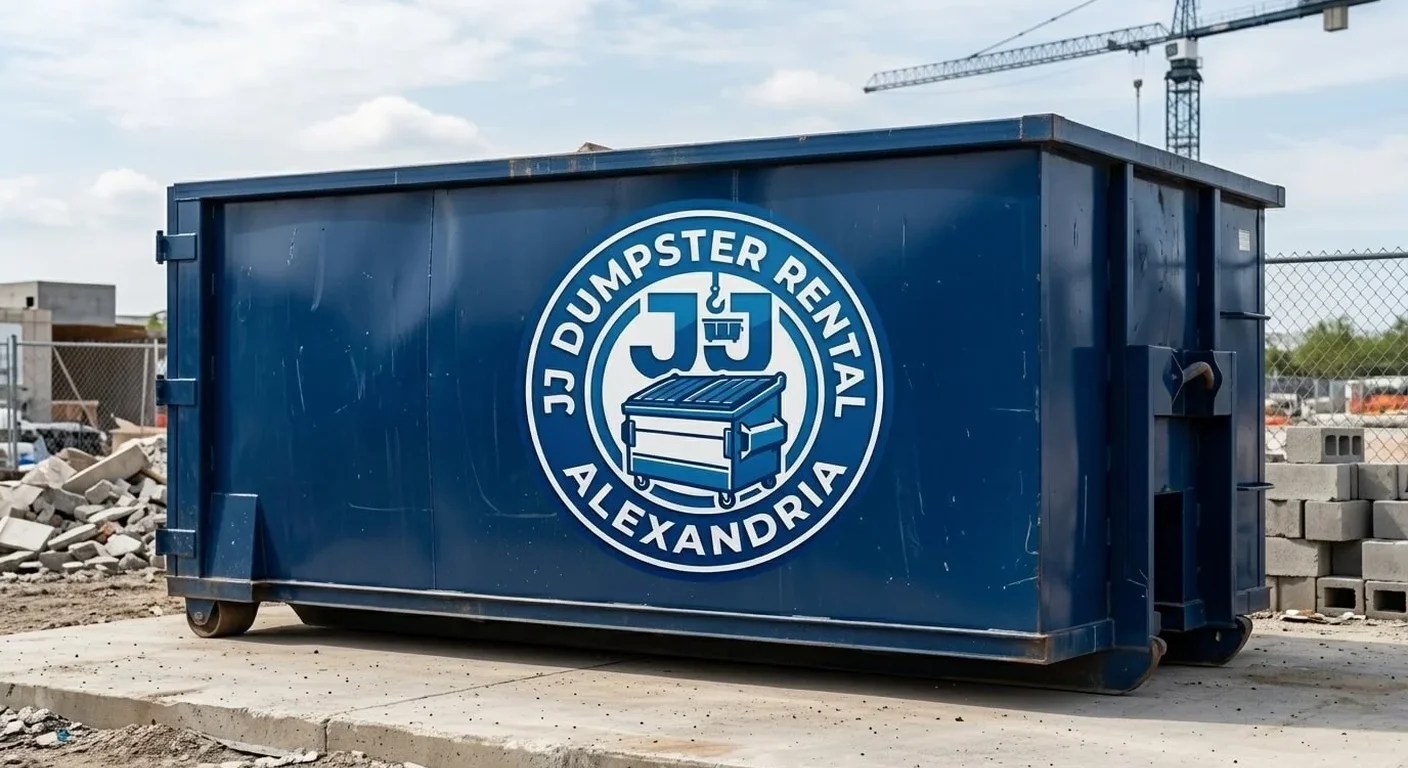 Construction dumpster rental in Groveton, VA A JJ Dumpster Rental Alexandria roll-off dumpster delivered to an active construction site in Groveton, VA